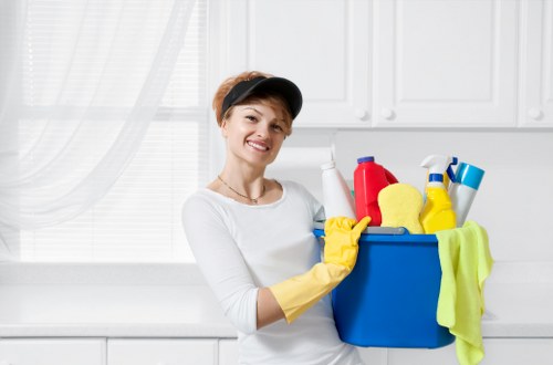 Local carpet cleaning service improving a busy room's flooring